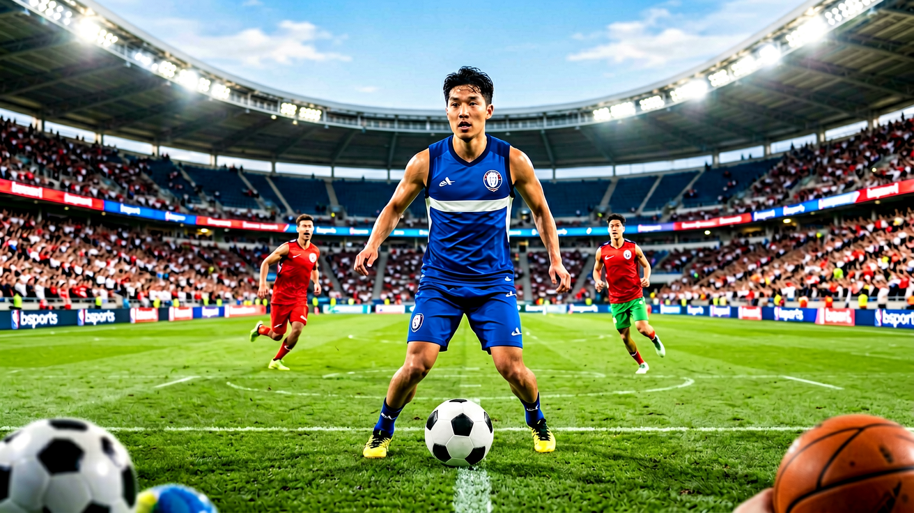 必一运动B-Sports赛事场馆全景，呈现足球与篮球综合体育内容